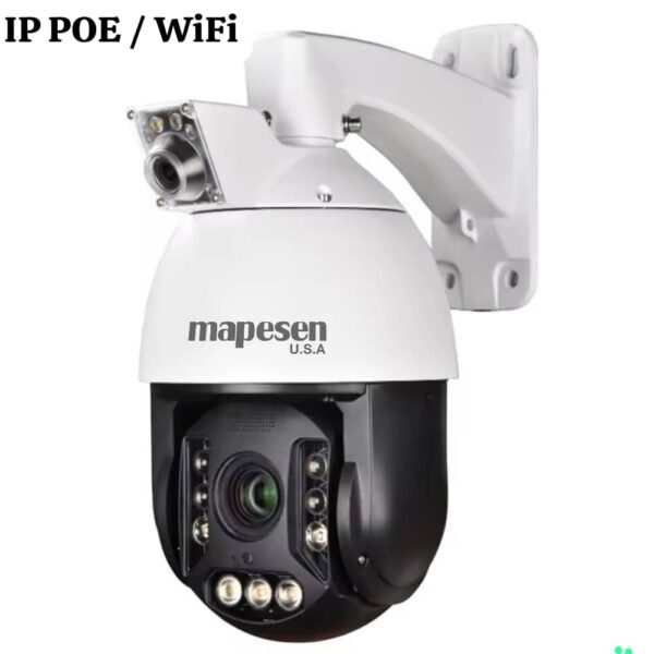 Caméra PTZ Intelligente Mapesen 8MP – Double Objectif, Zoom Optique 22X et Connectivité Hybride IP POE / WiFi.