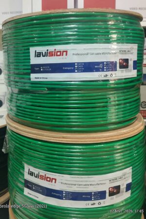 Câble Réseau Lavision USA Cat6a F/UTP 500m (Extérieur/Intérieur) - Vert 100% cuivre